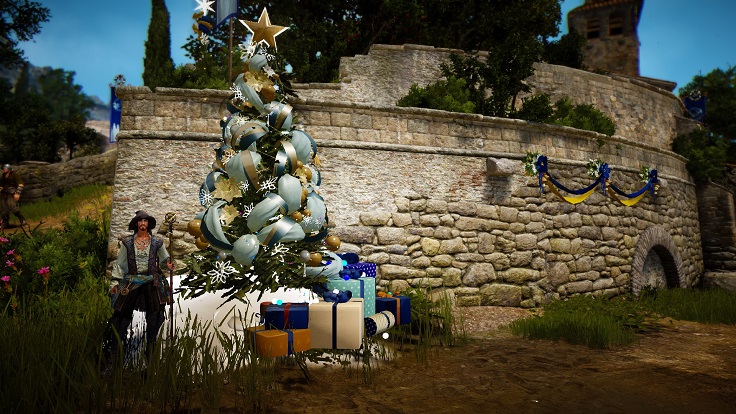 べリア村入口のクリスマスツリー